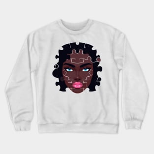 Afrocentric Woman Face Puzzle Crewneck Sweatshirt
